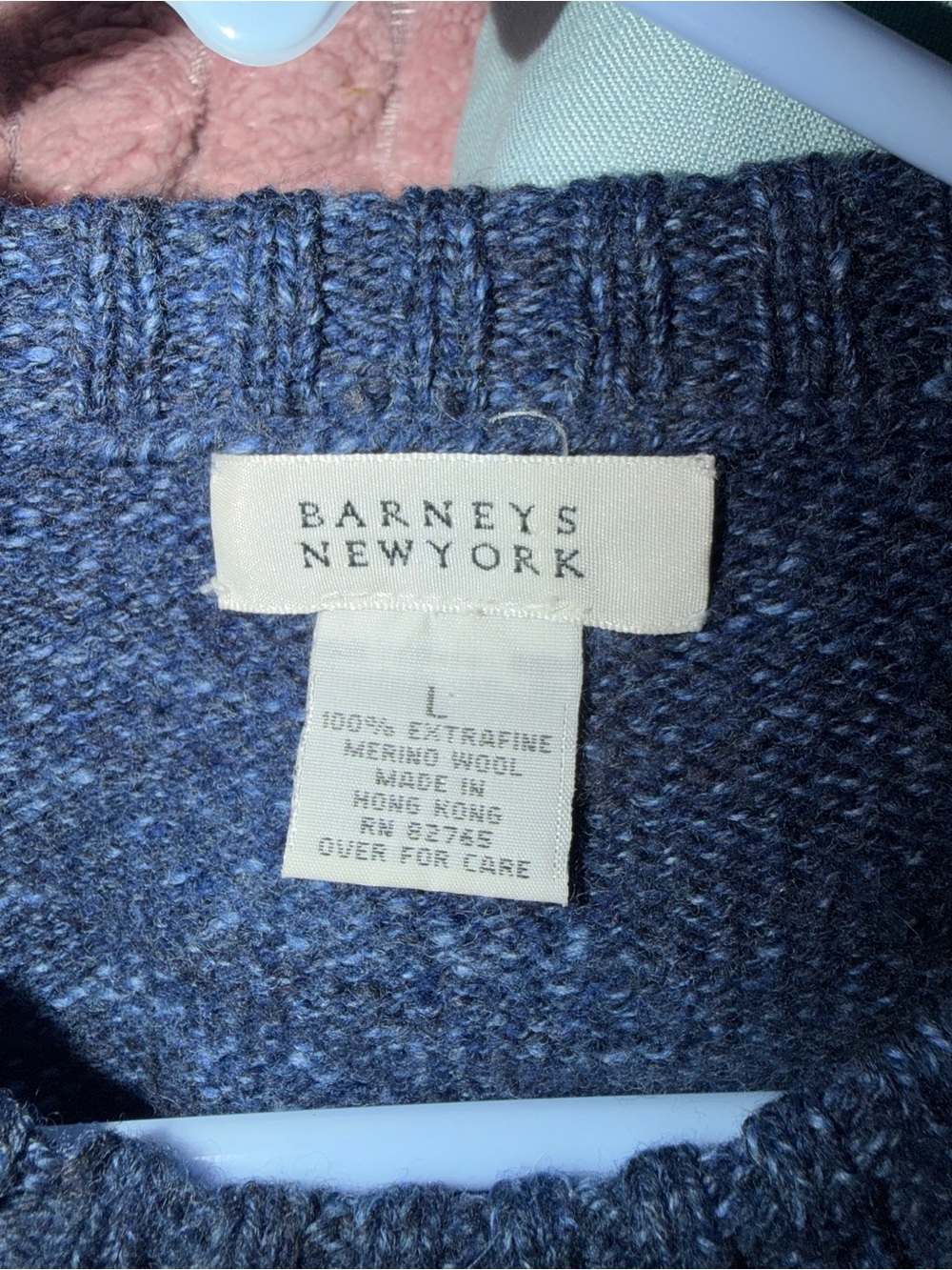 Barneys New York Men's Dark Navy Crewneck Knit Sweater - Picture 3 of 3